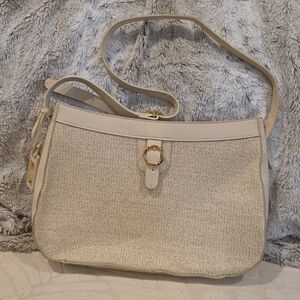 Vintage Purse Etienne Aigner Leather & Canvas Hand/Shoulder Bag Adjustable strap